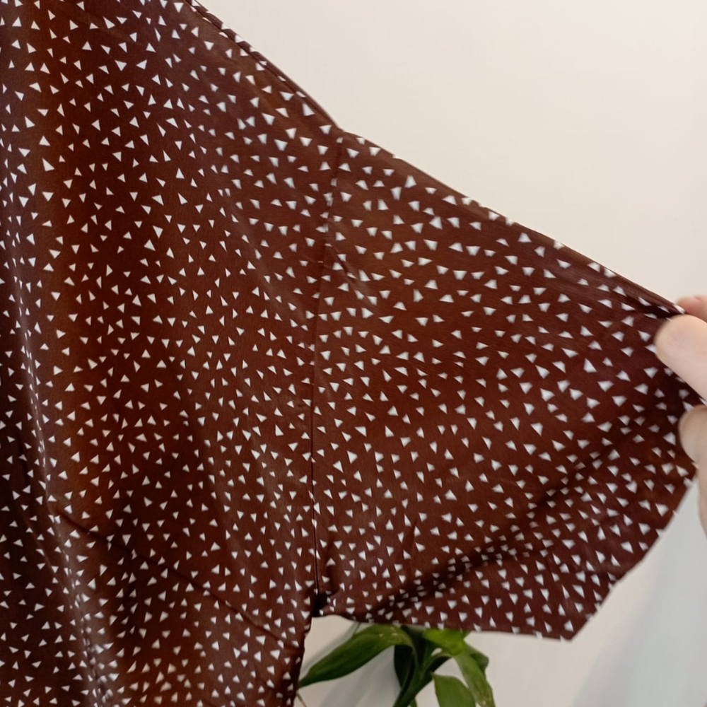 Brown Satin Oversized Plus Shirt - Picture 8 of 13